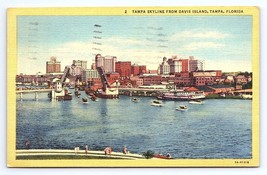 Postcard Tampa Skyline from Davis Island Florida Bridge &amp; Boats - £2.89 GBP