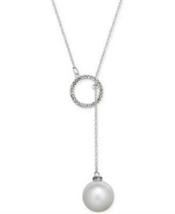 Inc Imitation Pearl and Pave Circle Lariat Necklace - £15.63 GBP