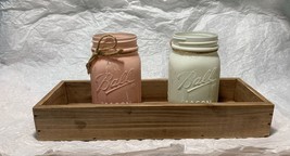 Scratch &amp; Dent Pink and White Painted Glass Mason Jar Planters in Wood Tray - $29.69