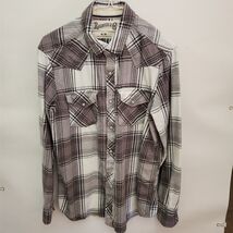 Western style men Roebuck medium size long sleeve button snaps work shirt - $21.95