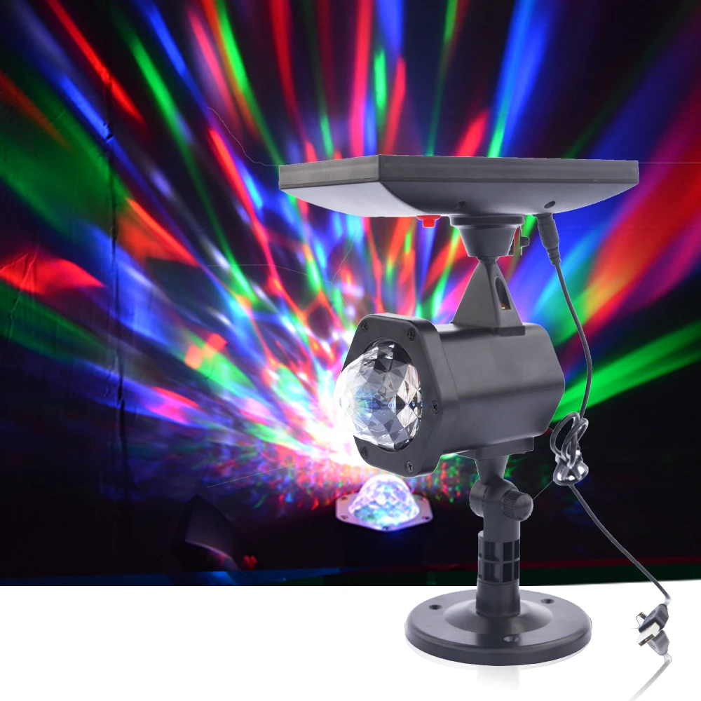 Solar Powered Rotating Crystal Magic Ball Led Stage Lamp USB Charge Party Lights - £113.79 GBP