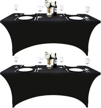 2-Pack Stretchable 6ft Table Covers - Wrinkle Free Spandex for Parties &amp;... - $30.64