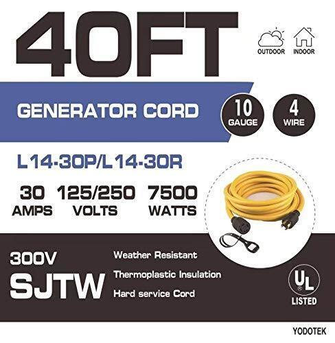 Yodotek 40FT Heavy Duty Generator Locking Power Cord NEMA L14-30P/L14-30R4 Pr... Item image 2