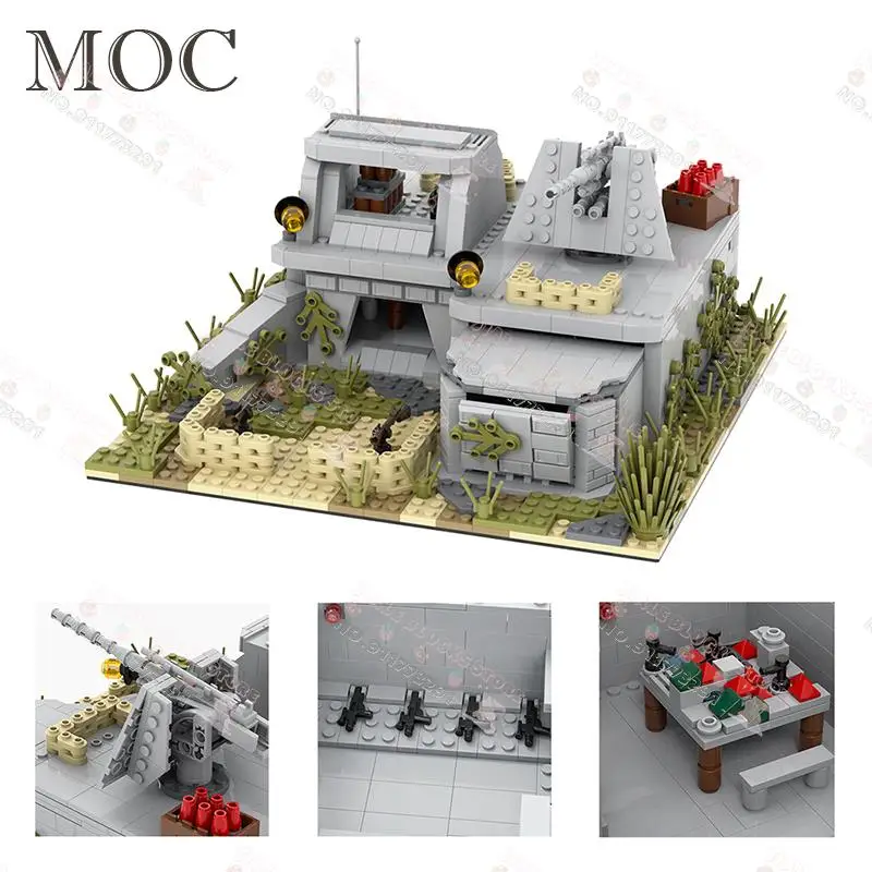 MOC5061 Military Battlefield Building Blocks Bastion Earthbags Conceal Canno - £102.37 GBP