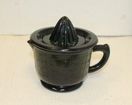 New Dark Green Glass Juicer and 2 Cup Measuring Mixing Bowl Retro Depres... - $18.00