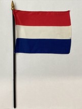 New Netherlands Holland Mini Desk Flag - Black Wood Stick Gold Top 4” X 6” - £3.97 GBP