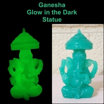 GANESH GLOW IN THE DARK SMALL STATUE-Jade Color Resin Stone-Figurine-Success - $19.99