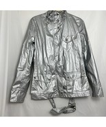 Lauren Ralph Lauren Metallic Silver Utility Jacket w/ Zip Multiple Pocke... - $42.44