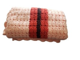 Vintage Granny Crochet Afghan Blanket Handmade Orange Brown Peach Color - £19.70 GBP