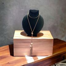 Vintage Gold Tone Long Tassel Faux Pearl Necklace 46” - €29,06 EUR