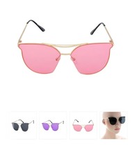 Retro Cat Eye Sunglasses Rimless Color Lens UV400 Shades Womens Festival... - $13.95