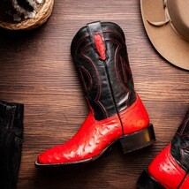 ALABAMA Genuine Ostrich Skin Cowboy Boot from the Western Collection Red image 5