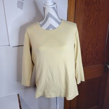 Chicos Light Yellow Knit Top 3/4 Sleeve Size 3 - $15.32