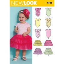 New Look Sewing Pattern 6135 Skirt Tutu Bodysuit Shirt Top Babies Size NB-L - $8.99