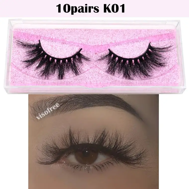 Es 10 pairs visofree 3d mink lashes natural false eyelashes hand made makeup eye lashes thumb200