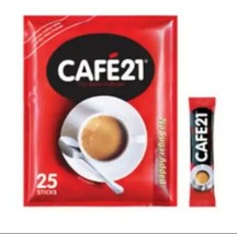 6 Packs X 25 Sticks CAFE21 2IN1 INSTANT COFFEE MIX No Sugar Added Fast Ship - £51.54 GBP