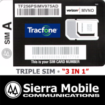 TRACFONE SIM CARD Triple &quot;3 in 1&quot;  NANO • 4GLTE VERIZON MVNO VZW • USPS ... - $7.79