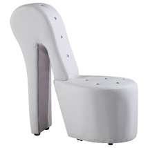 Best Master High Heel Faux Leather Crystal Studs Shoe Chair in White - £358.57 GBP