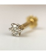 0.10 Cts Real Diamond Solitaire Stud 14 Kt Gold Nose Bone Pin Piercing - £131.98 GBP