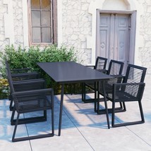 7 Piece Outdoor Dining Set PVC Rattan Black - £407.46 GBP