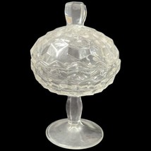Vintage Fostoria AMERICAN Clear Pressed Glass Small Lidded Compote 7&quot;  - $16.65