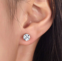 1Ct Round Cut VSS1 Created Diamond Solitaire Stud 925 Sterling Silver Earring - £26.56 GBP
