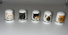 Set of 5 Vintage Cat Thimbles Ceramic - £11.98 GBP