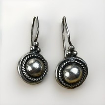 Vintage Designer 925 SU Sterling Silver Domed Frame Hook Statement Earrings 4.3g - £32.75 GBP