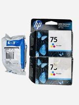 Lot Of 3 GENUINE HP 75 Color Ink Cartridge for HP C4480 C4580 C4599 C5580 - $25.65