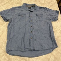 G.H. Bass &amp; Co Size XXL Button Up Denim Shirt Short Sleeve Colton Blue EUC - $16.56