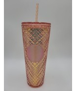 Starbucks 2021 Holiday Jeweled Tumbler Cold Cup 24oz Rose Gold Pink Diam... - $39.59