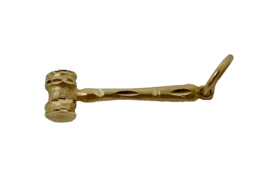 14KP Yellow Gold 3D Judges Gavel Auctioneer Mallet Hammer Charm Pendant - £102.38 GBP