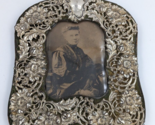 Antique Ornate Sterling Silver Picture Frame with Woman&#39;s Photo AS IS - $99.00
