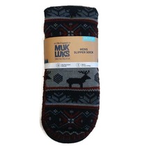 MUK LUKS Mens Slipper Socks Size L/XL Shoe Size 11/13 Deer Red Warm Comf... - £15.95 GBP