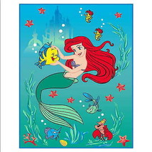 The Little Mermaid Ariel Flounder Sebastian Twin Size Raschel Blanket - $34.58