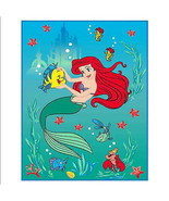 The Little Mermaid Ariel Flounder Sebastian Twin Size Raschel Blanket - $34.58