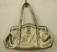 MX Brand Mock Croc Pattern Textured Faux Leather Olive Green Handbag Purse - £22.52 GBP