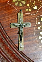 Antique Vintage 925 Sterling Silver Onix Cross with Jesus - $49.40