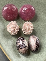 Lot of Large Pink Bumpy Round Plastic Pale Pink Tiny Bead Knot &amp; Sparkly Oval Si - £10.52 GBP