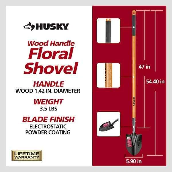 Digging Shovel Hardwood Handle 47 in. Floral Steel Tempered Blade Garden... - $27.62
