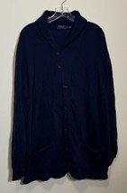 Polo Ralph Lauren Sweater Cardigan Mens XLT Navy Blue Cowl Neck Pocketed Grandpa - £22.19 GBP