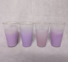 Blendo Orchid Purple Frosted Tumblers 4 Cocktail 5.25&quot; West Virginia Glass - £38.51 GBP