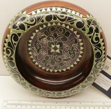 Rare Indo Trading Co. Hand Crafted Carved Painted &amp; Mother of Pearl Peanut Bowl - £101.96 GBP