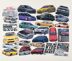 26pc Classic JDM Civic Ek9 SIR VTI Ek4 Vinyl Stickers JDM Legend Sports ... - £6.16 GBP