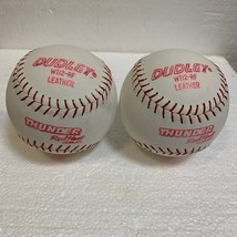 2 Vintage Dudley Thunder Red Heat Leather Softballs - £7.78 GBP