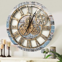 Wall clock 24 inches with real moving gears Aqua Green - £148.28 GBP
