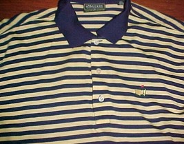 The Masters Collection Men Blue Yellow Stripes 100% Cotton Golf Polo Shi... - $9.40
