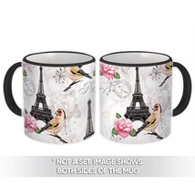Vintage Goldfinch Paris : Gift Mug Pattern Bird Rose France Tower Stamp ... - $15.90