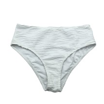 Women&#39;s Bikini Bottom Brief High Rise Textured Striped White M - £3.97 GBP