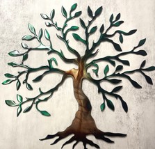 Olive Tree of Life - Metal Wall Art - Copper Green tinged 20&quot; x 20&quot; - £50.68 GBP